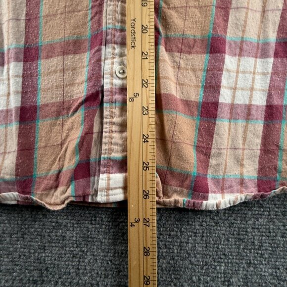 Quiksilver Beige Red Plaid Mid Medium Pocket Surf Mens Shirt Long Sleeve Flannel - Picture 5 of 12